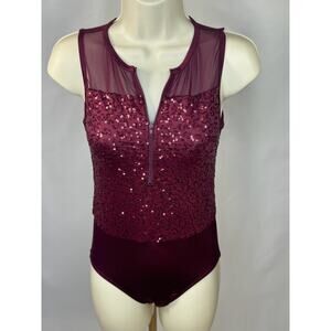 Weissman Burgundy Sequin Performance Leotard - Size LC (Large Child)